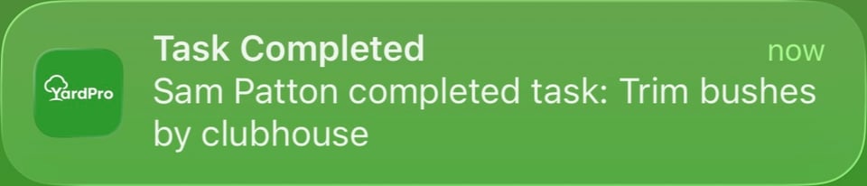 Push notification: task completed