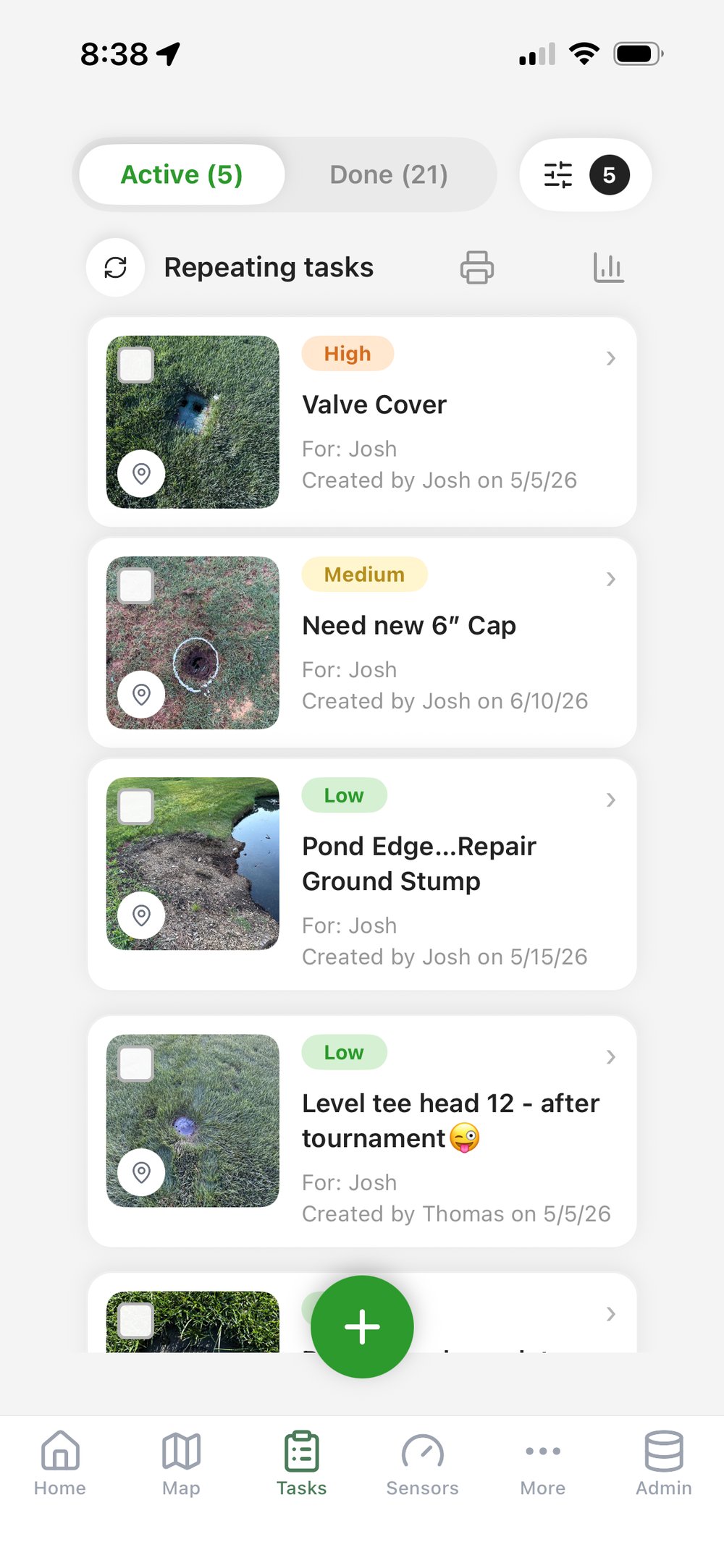 YardPro task list on a phone